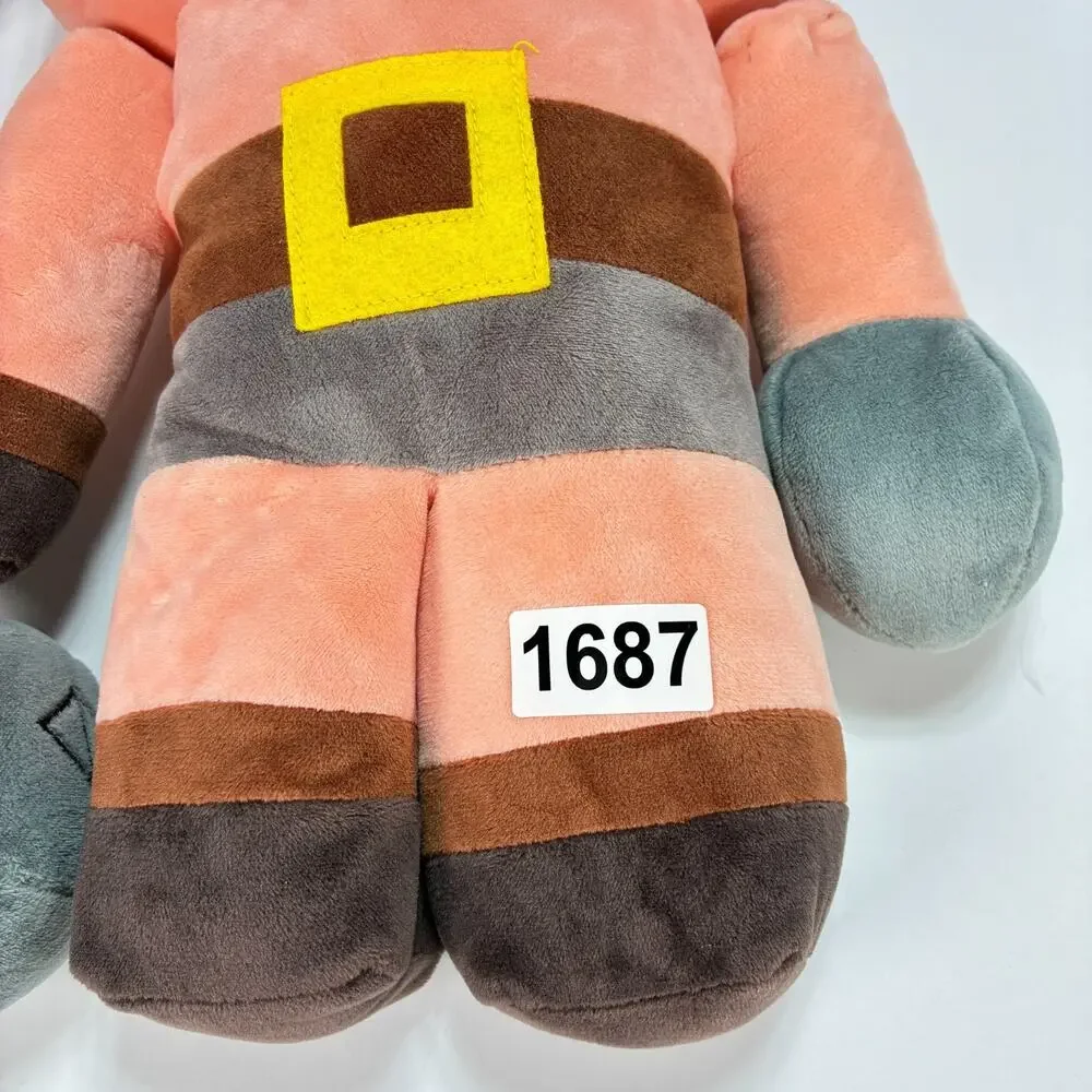 Minecraft Legends Piglin Runt Pink Grey Pixelated Soft Plush Toy Pillow Buddy